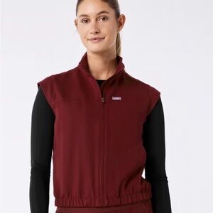 NEW* Figs Burgundy Sleeveless Full Zip Lomita Vest Sz Med